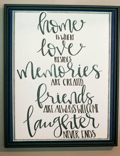 hand-lettered personalized wall decor